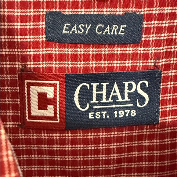 Chaps Men's Red Gingham Button Down Shirt - Picture 2 of 5